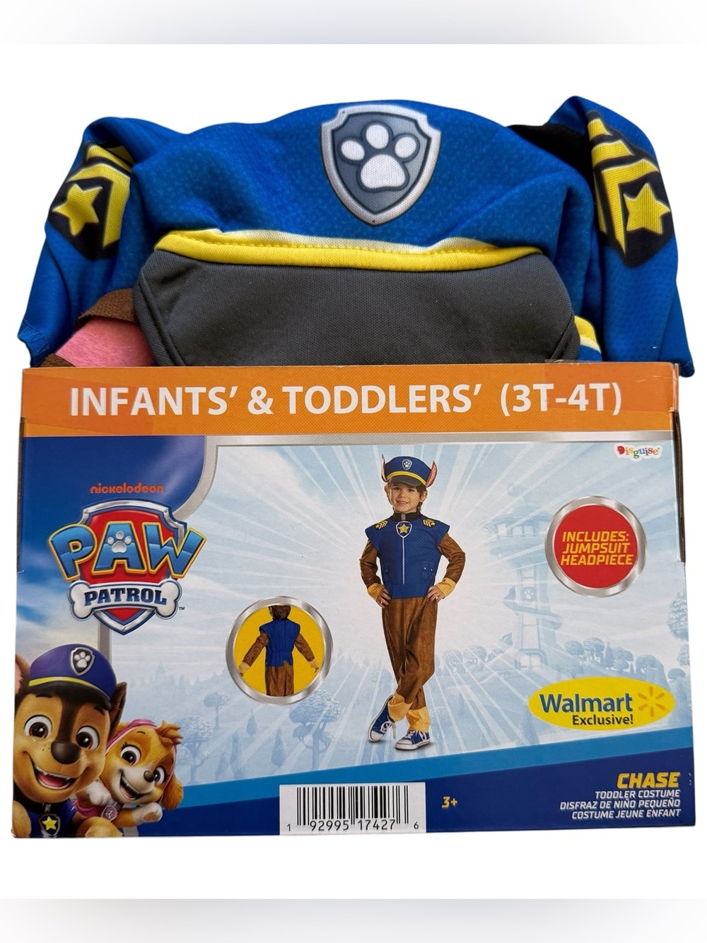 Disguise Paw Patrol Chase Toddler Size 3T-4T Costume Deluxe Official NEW!